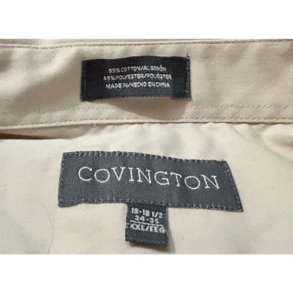 Covington Beige Button-Down Shirt Mens Size XXL 18-18.5 34-35 - Picture 3 of 6